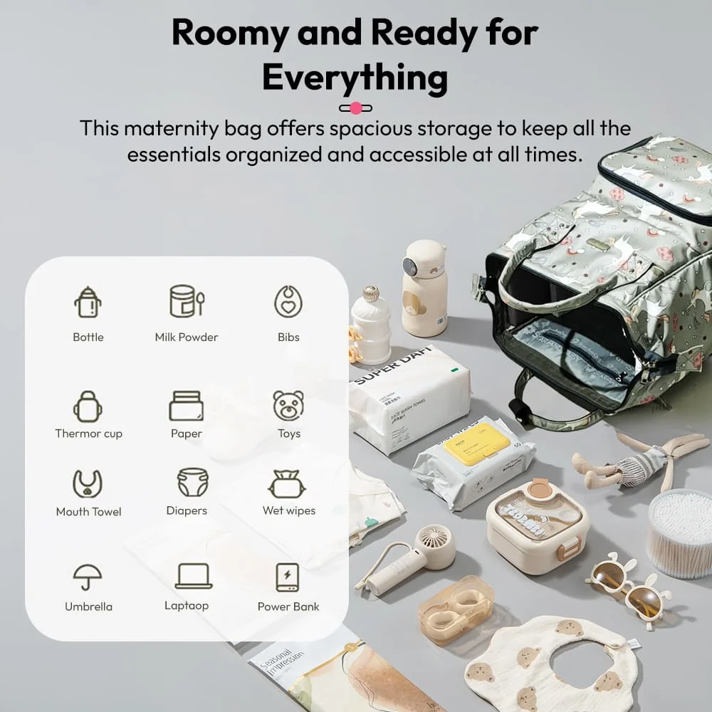 StarAndDaisy Best Travel Diaper Bag, New Mothers Travelling Bag with Insulated Pocket & Spacious Compartments - Unicorn Grey