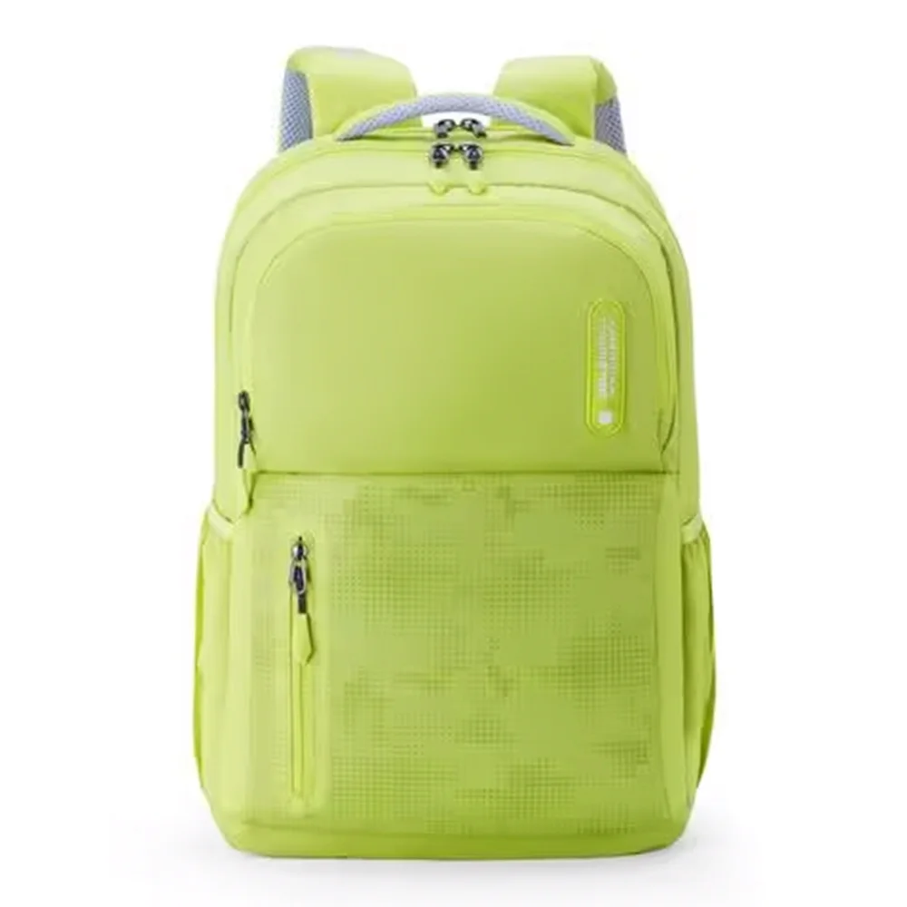 American Tourister Polyester Unisex Trendy School Backpack, 2 Full Compartments & 2 Front, Printed Design Backpack - Hall_style_02 Lime