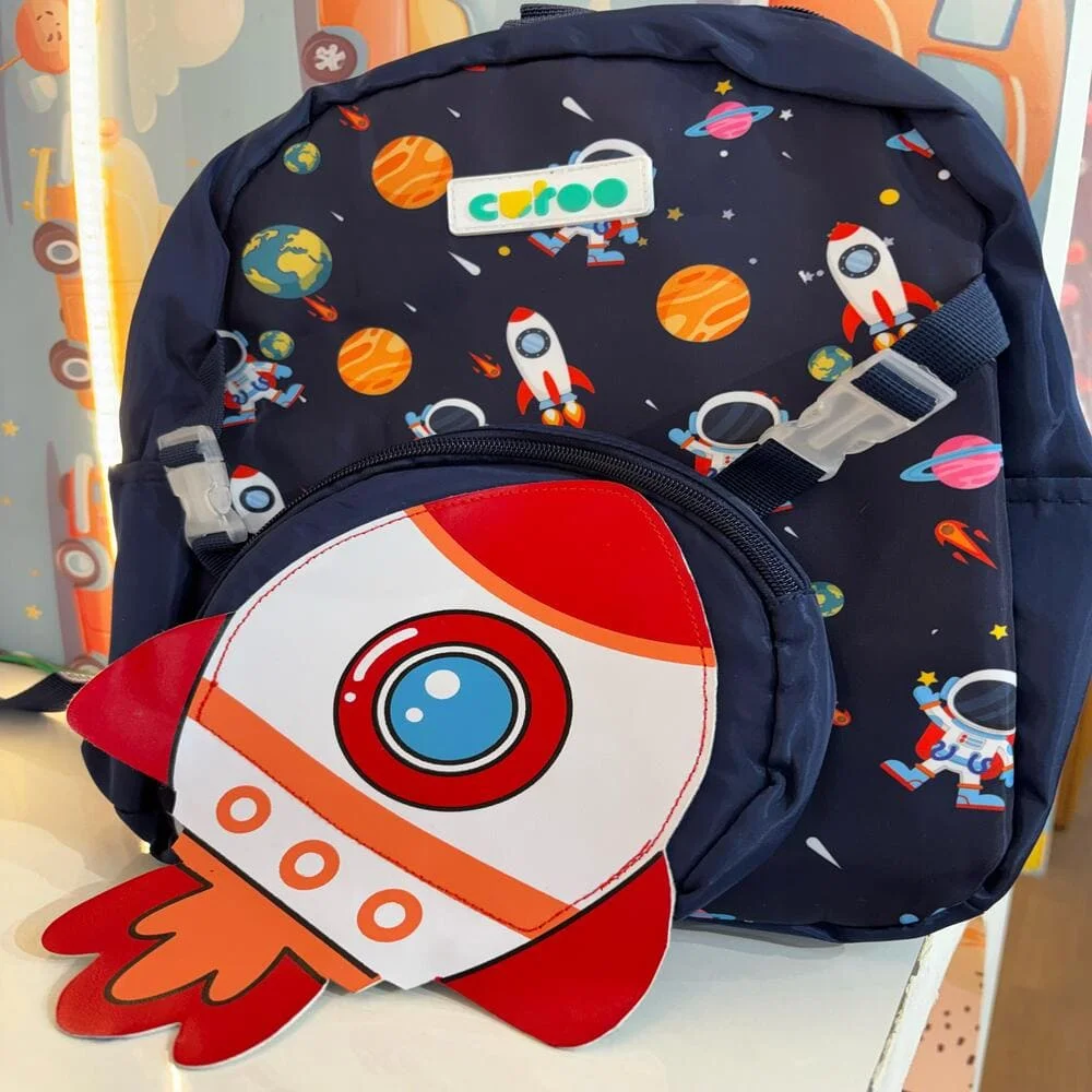 Backpacks with Space and Cartoon Themes – Fun and Playful Designs Featuring Rockets, Astronauts, and Expressive Faces for an Exciting and Stylish School Experience - Dark Blue