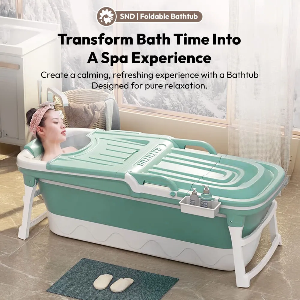 StarAndDaisy Luxury Foldable Bathtub, Collapsible Spa Tub with Ergonomic Backrest & Luxurious Spa Experience(143x62x50cm) - Green