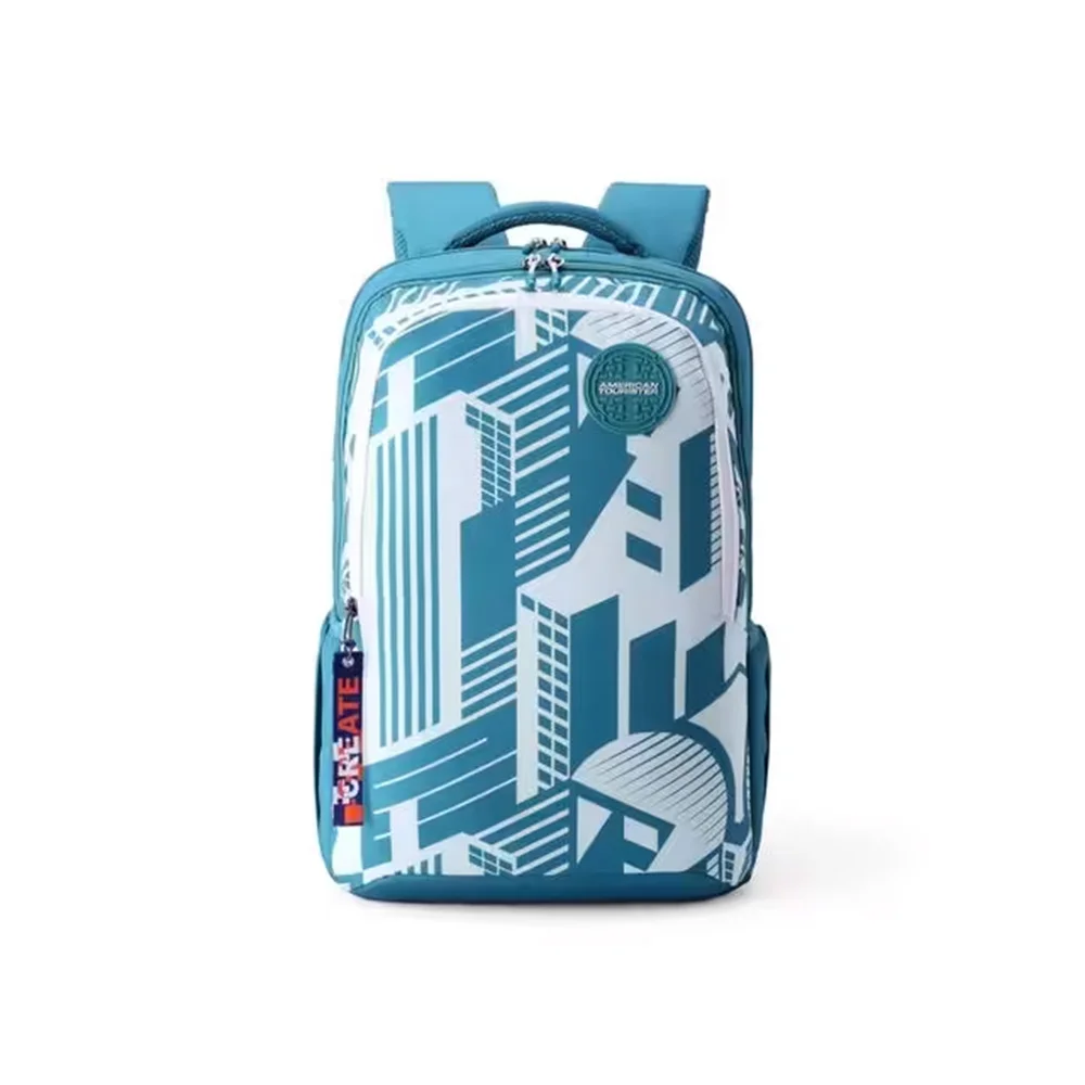 American Tourister Casual School Backpack for Boys, 33 Ltr, 3 Full Compartments, Gucci Polyester, Printed Design Backpack - Sest 4.0 style 03-City Green