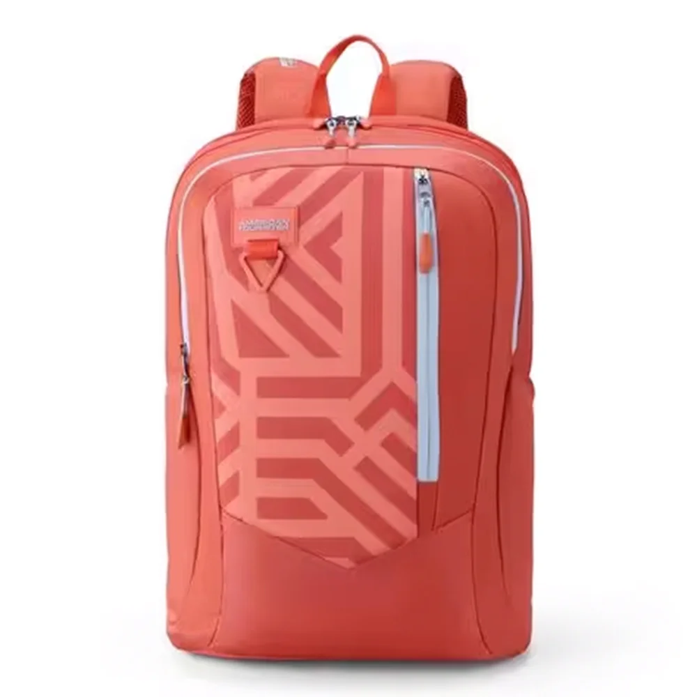 American Tourister School Bag for Boys & Girls, 3 Full Compartments & 1 Front, Printed Design Backpack 35Ltr - Zeal style 02-Peach
