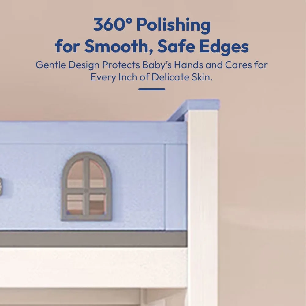 StarAndDaisy Stylish Kids Bunk Bed with Ladder Storage, Double Decker Kids Bed with Bed Guardrail - T2 Blue