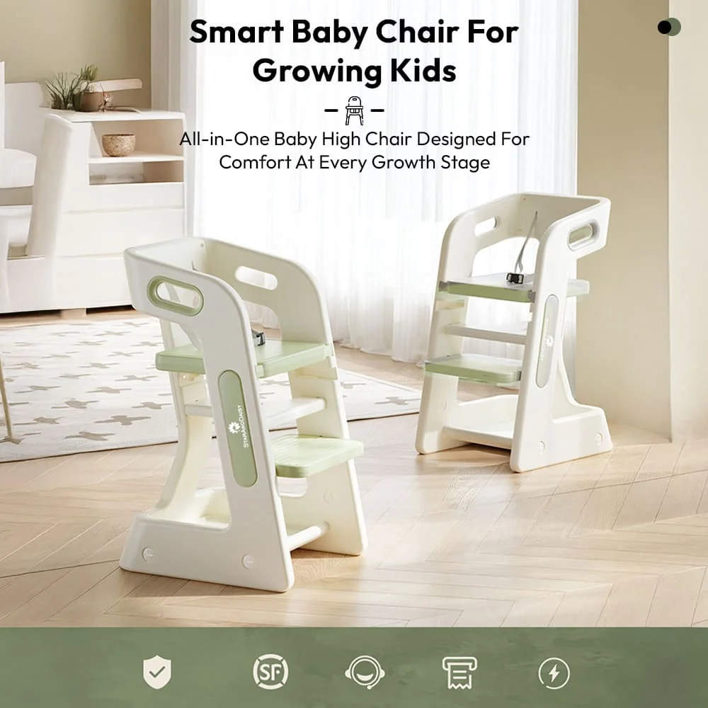 StarAndDaisy Grownest Adjustable Dining chair, infant learning chair with Seat Belt & Two Levels of Adjustment 6months to 16 Years Kids -Green
