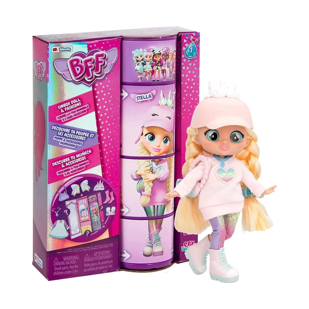IMC BFF by Cry Babies Stella, BFF Dolls, Cry & Fashion Dolls for Kids, Collectible Character Doll Figure
