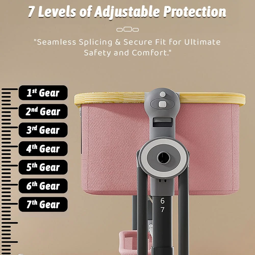 Baby Crib Cradle with 7-Level Height Adjustment