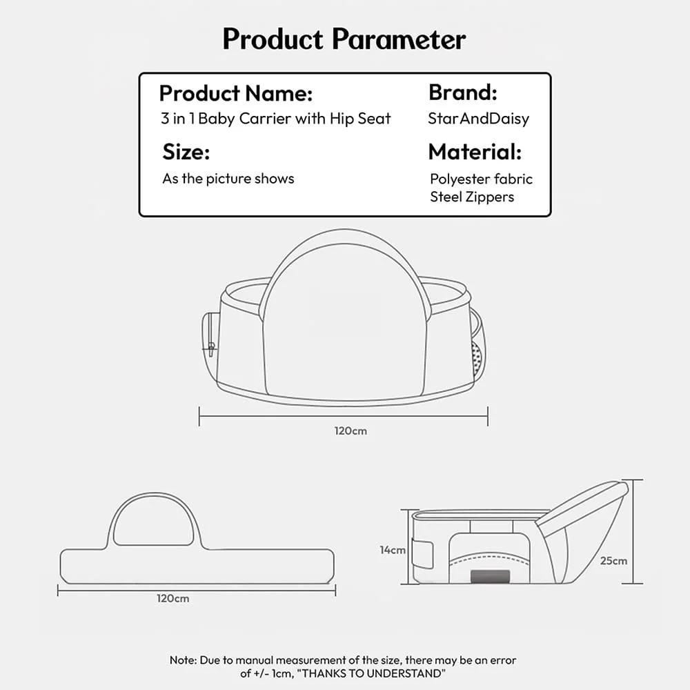 3-in-1 Baby Carrier with Hip Seat