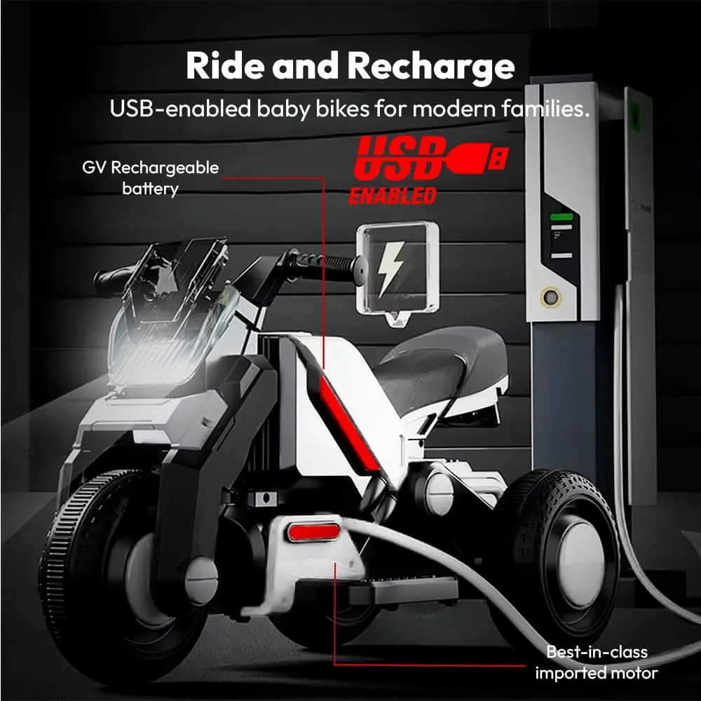 Electric Battery operated kids bike ride and recharge