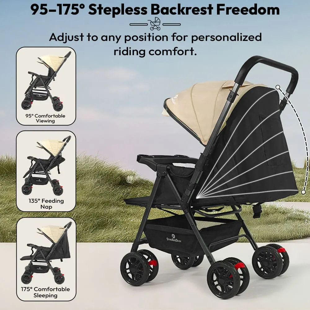 Urban tot baby stroller stepless backrest and footrest