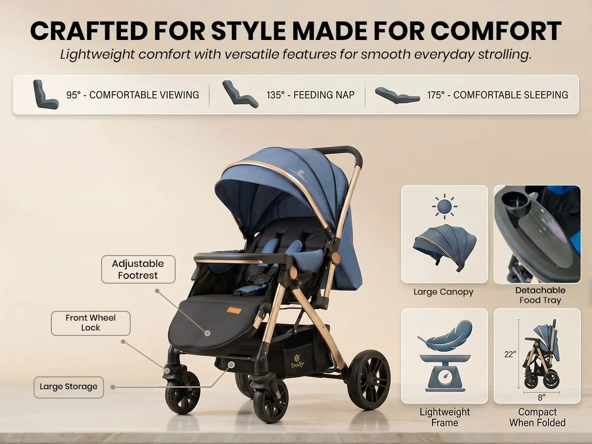 Luna Luxe Baby Stroller – Convertible Stroller Pram Luna Luxe Baby Stroller – Convertible Stroller Pram