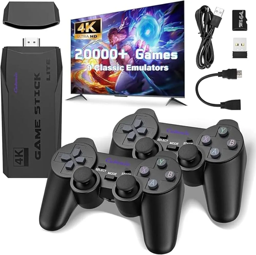 Cubonic GameHub M8 Lite 4K Console, Wireless Gamepads, 4K Ultra HD Output, 64GB Memory, Two-Player Mode, Plug & Play with 20,000+ Preloaded Games & Dual Joysticks, Experience Classic Retro Gaming