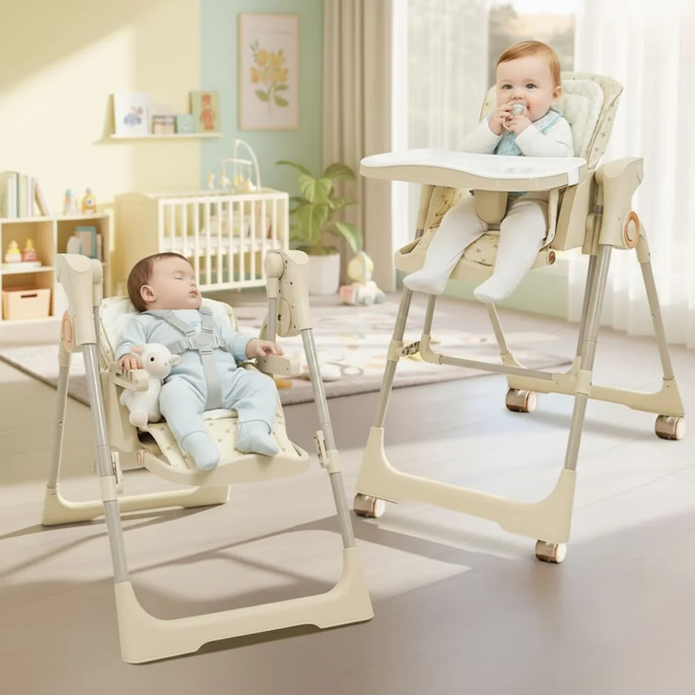 Automatic Electric Baby Swing High Chair beige