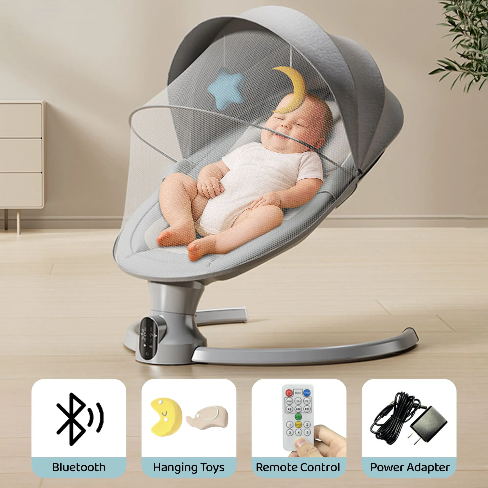 Multi-function Electric Swing Rocker copy Grey