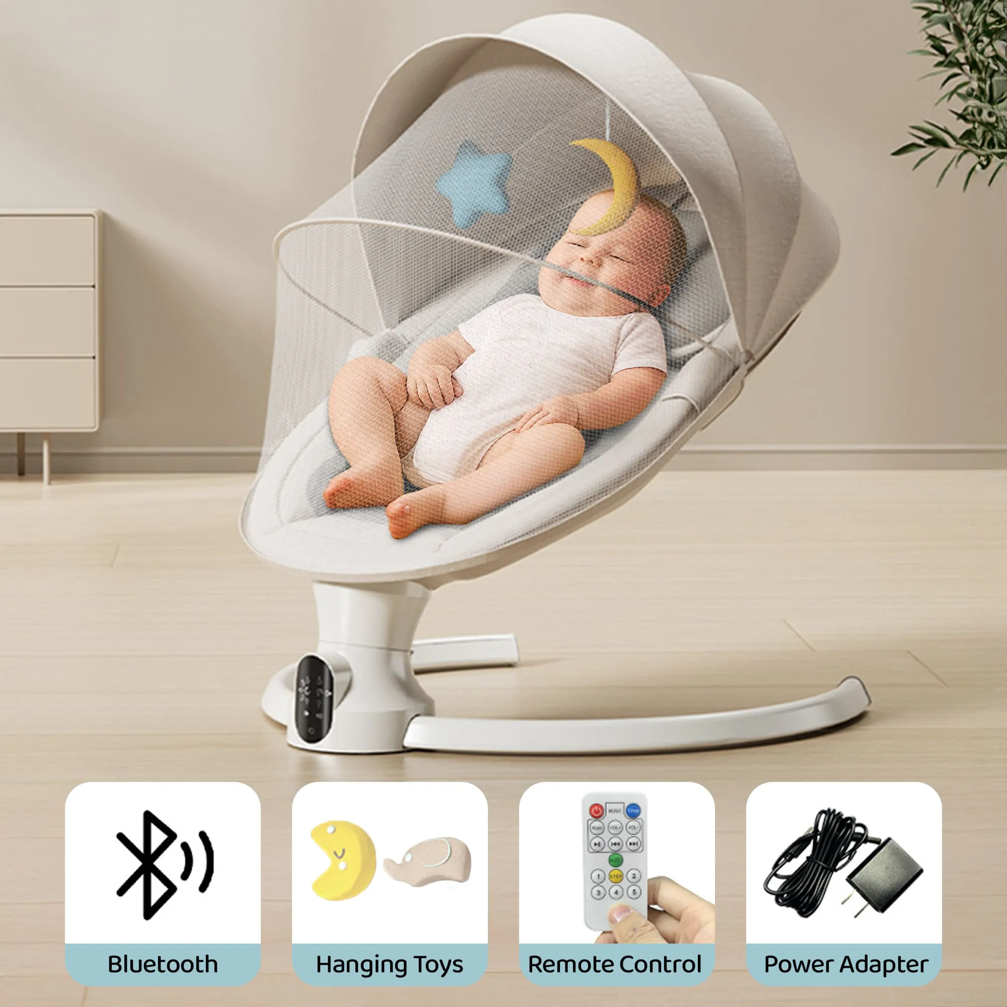 Multi-function Electric Swing Rocker copy White