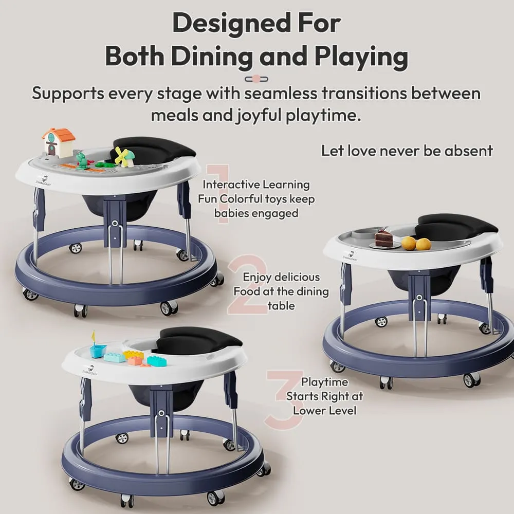 first step baby walker blue designed for dine and play