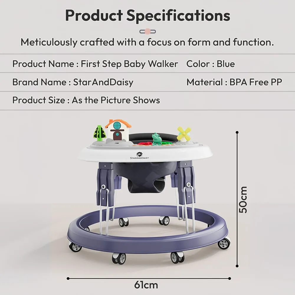 first step baby walker blue dimension
