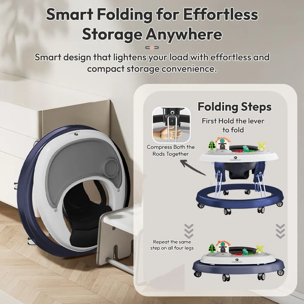 first step baby walker blue smart folding