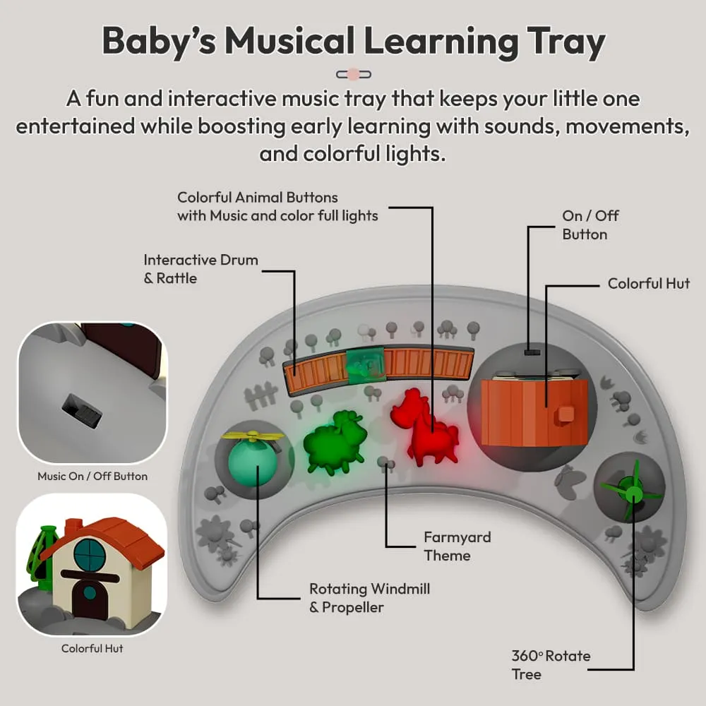 first step black baby walker musical learning tray