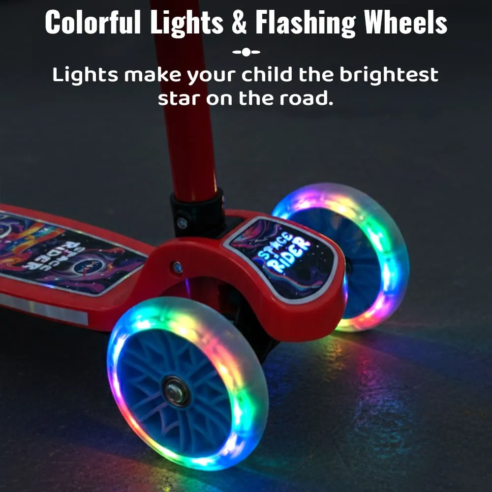 colorful lights flashing wheels nasa kids scooter