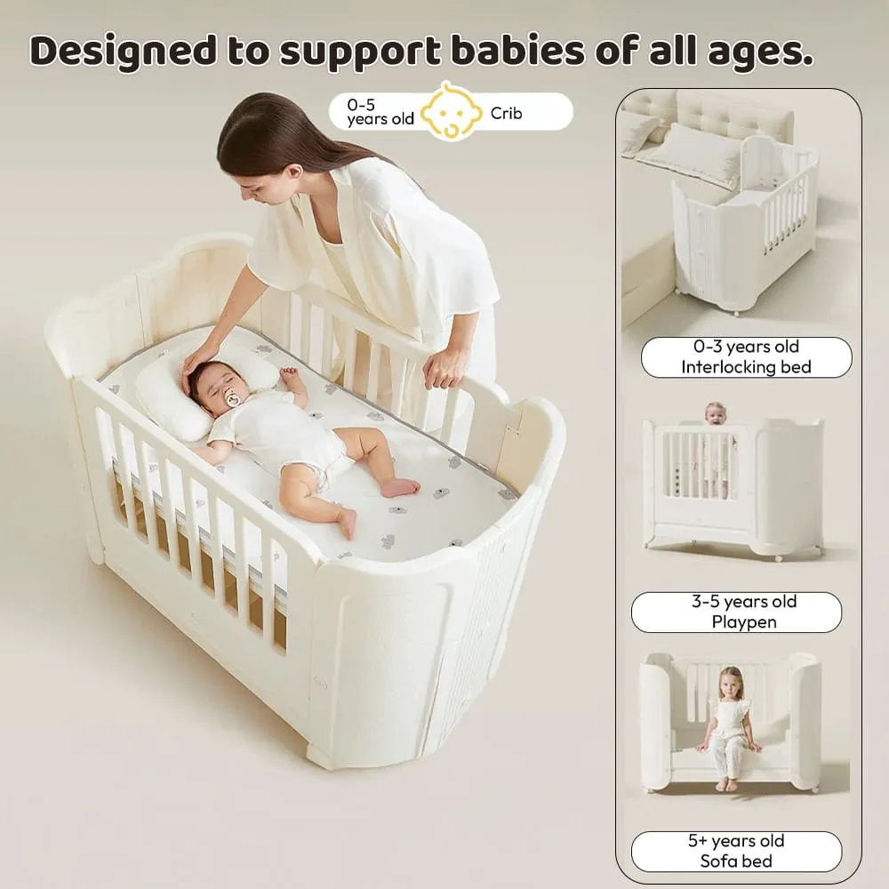 designed to support babies of all age Soft snooz Crib White
