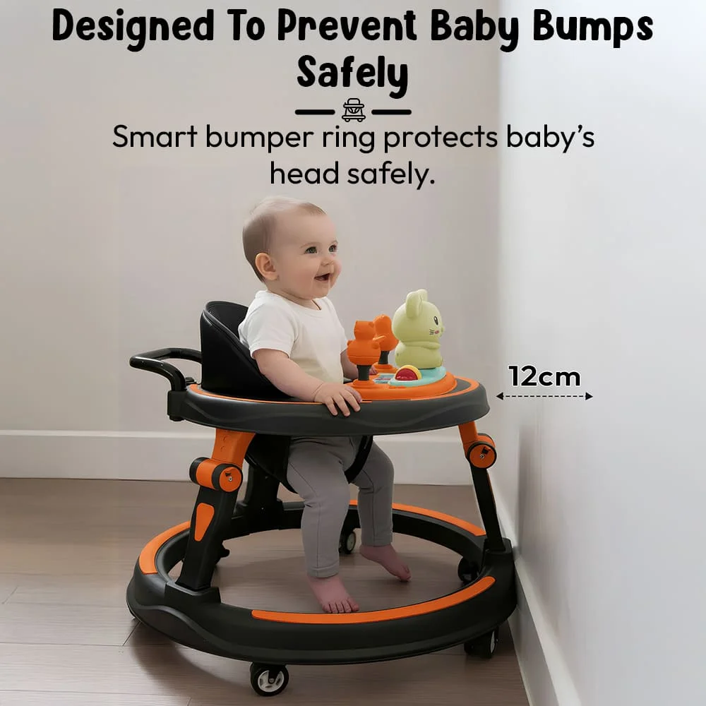 intelligent walker orange designed for baby bump safety