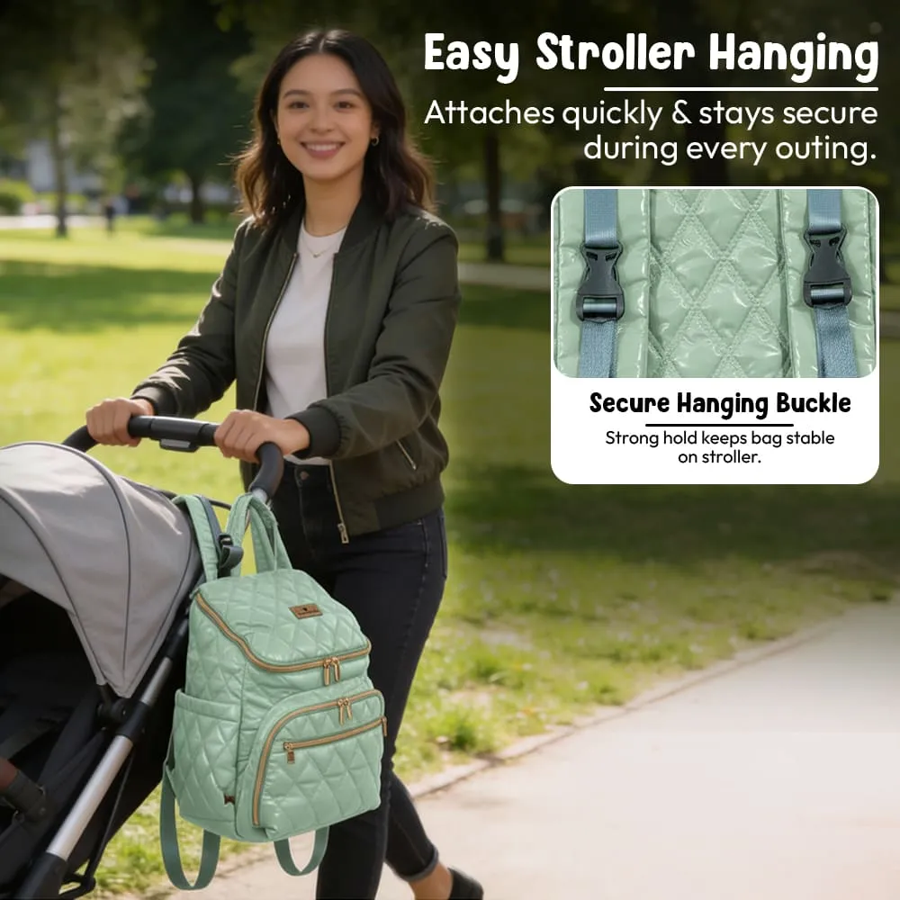 little luxe diaper bag green easy stroller hanging