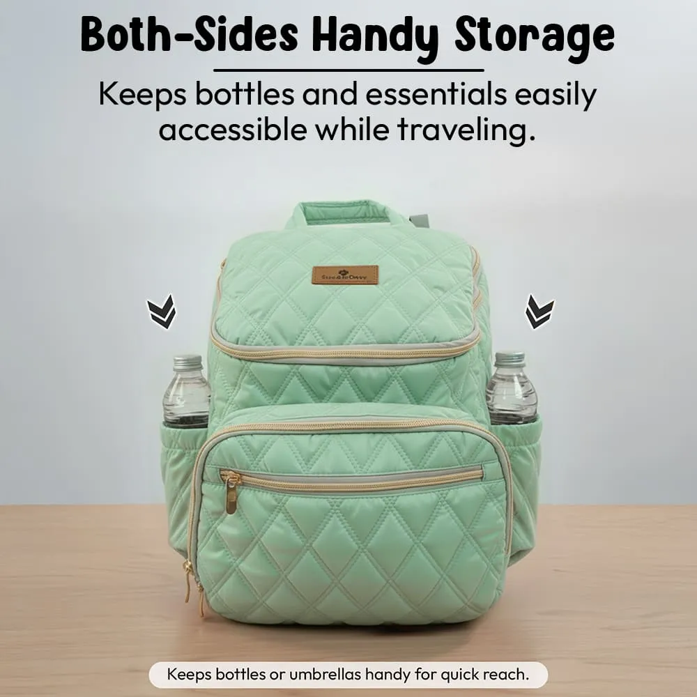 little luxe diaper bag green with both side storage