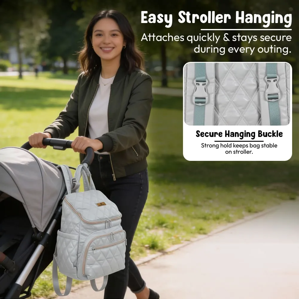 little luxe diaper bag grey easy stroller hanging