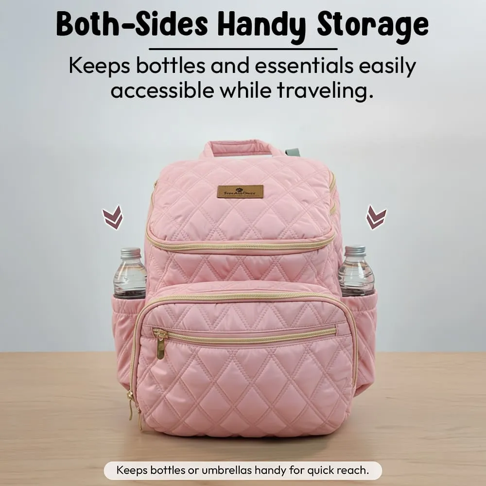 little luxe pink diaper bag both side handy storage pocket