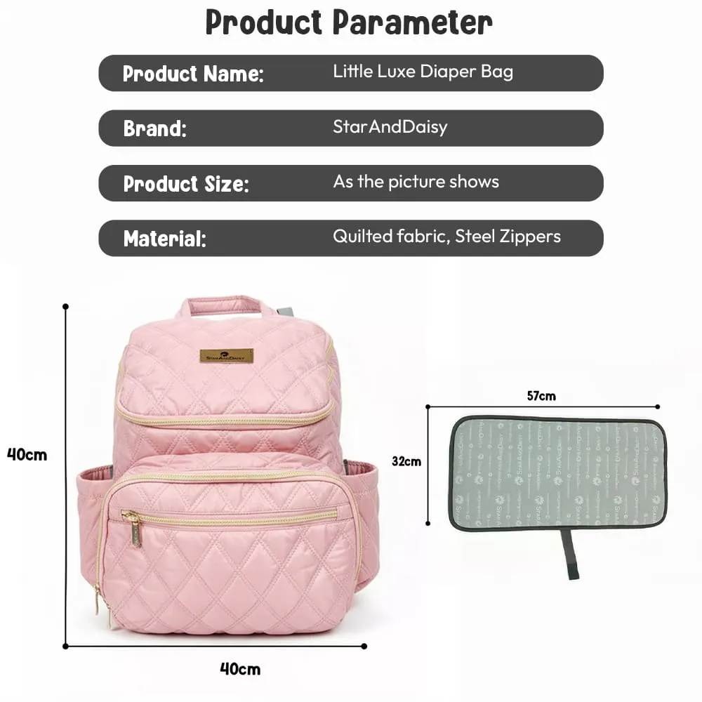 little luxe pink diaper bag dimension
