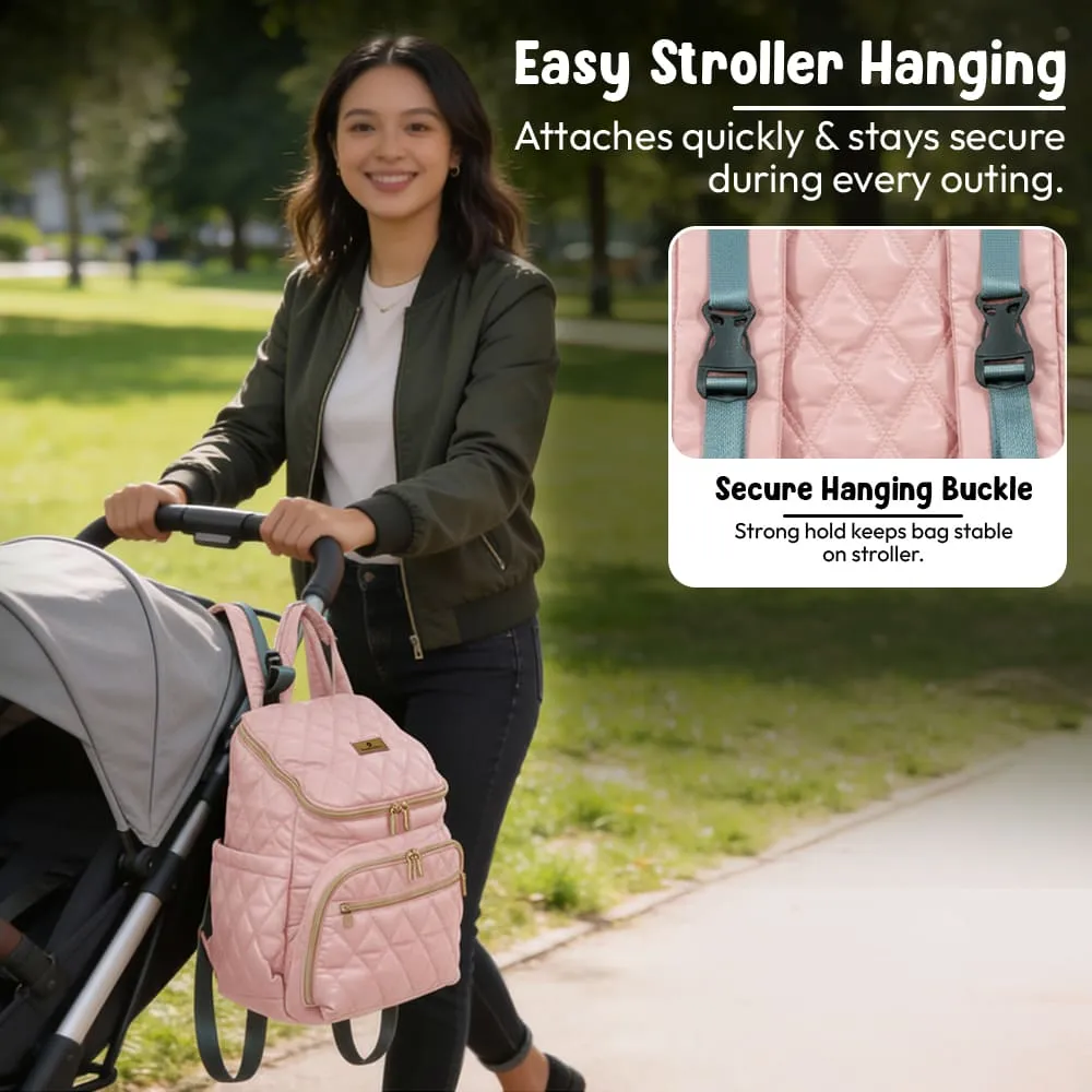 little luxe pink diaper bag stroller hanging