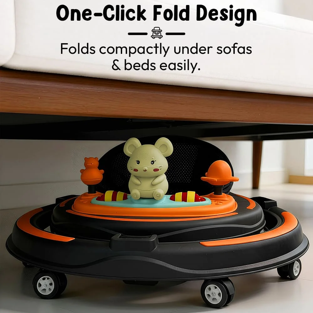 one click fold design of intelligent walker orange