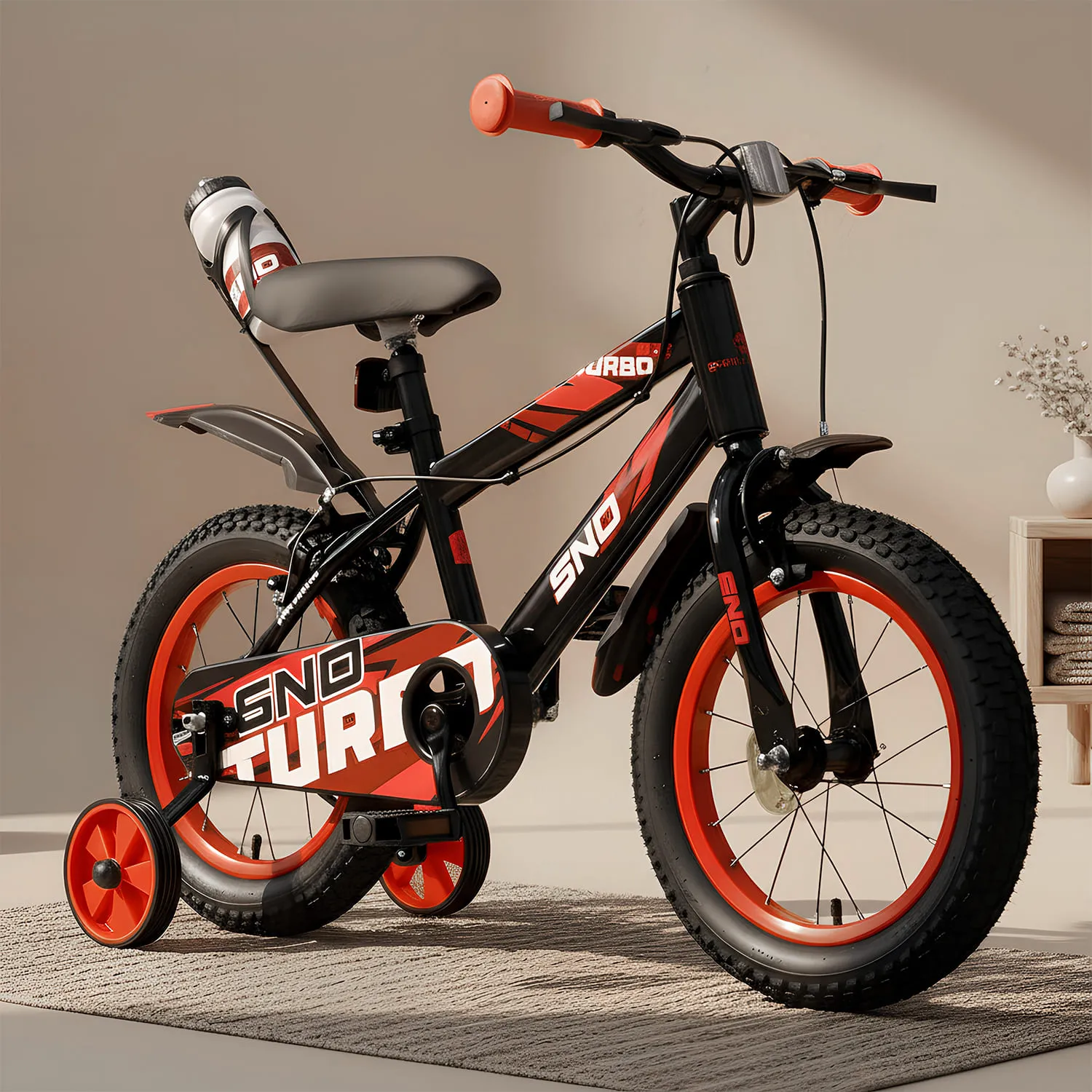 Buy Premium Turbo Kids Cycle with Training Wheels, Sturdy 16-Inch Bicycle with Adjustable Seat, Safety Guard & Sporty Design online in India