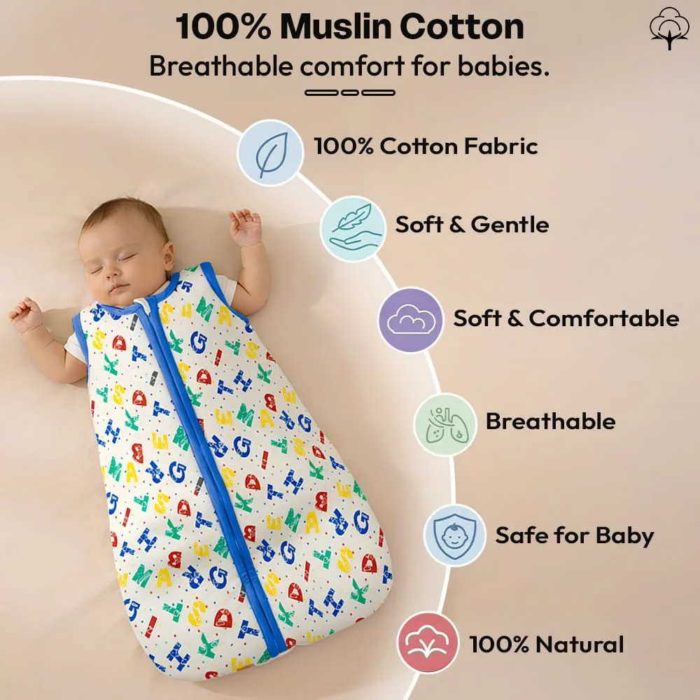 sleeping sack alphabet print