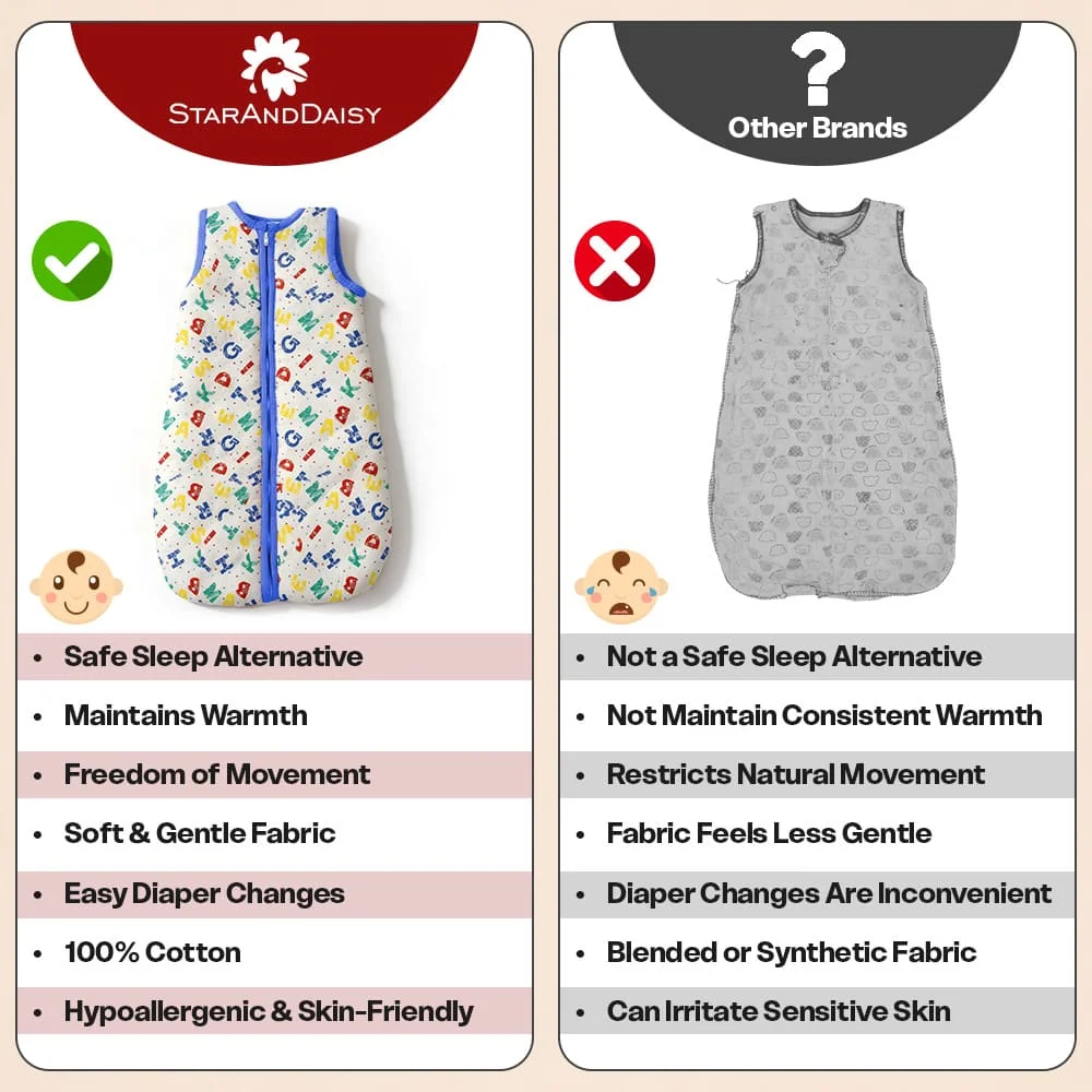 sleeping sack alphabet print