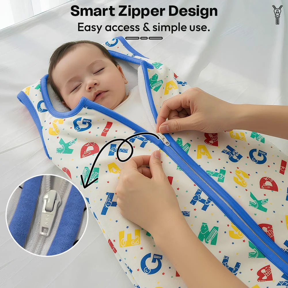 sleeping sack alphabet print