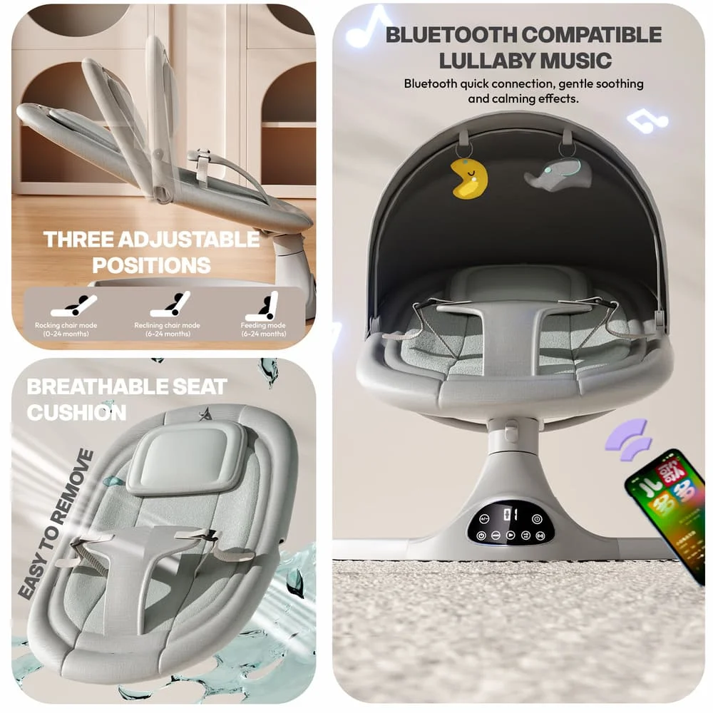 Multifunctional electric rocking chair grey