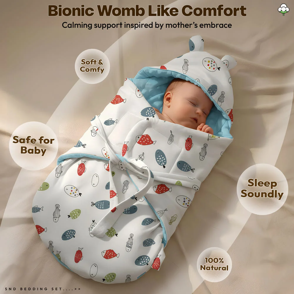 luxe swaddler white print