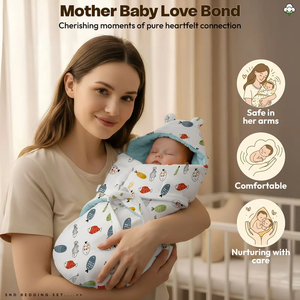 luxe swaddler white print