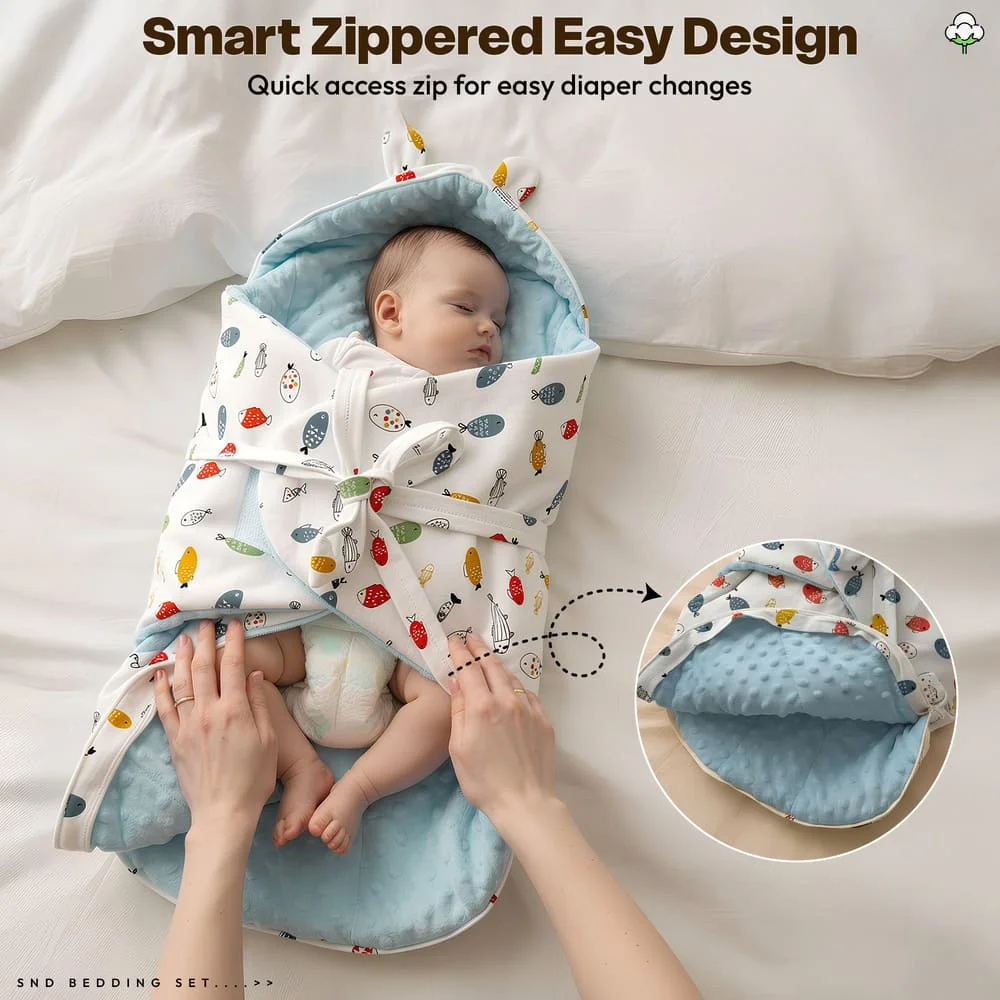 luxe swaddler white print