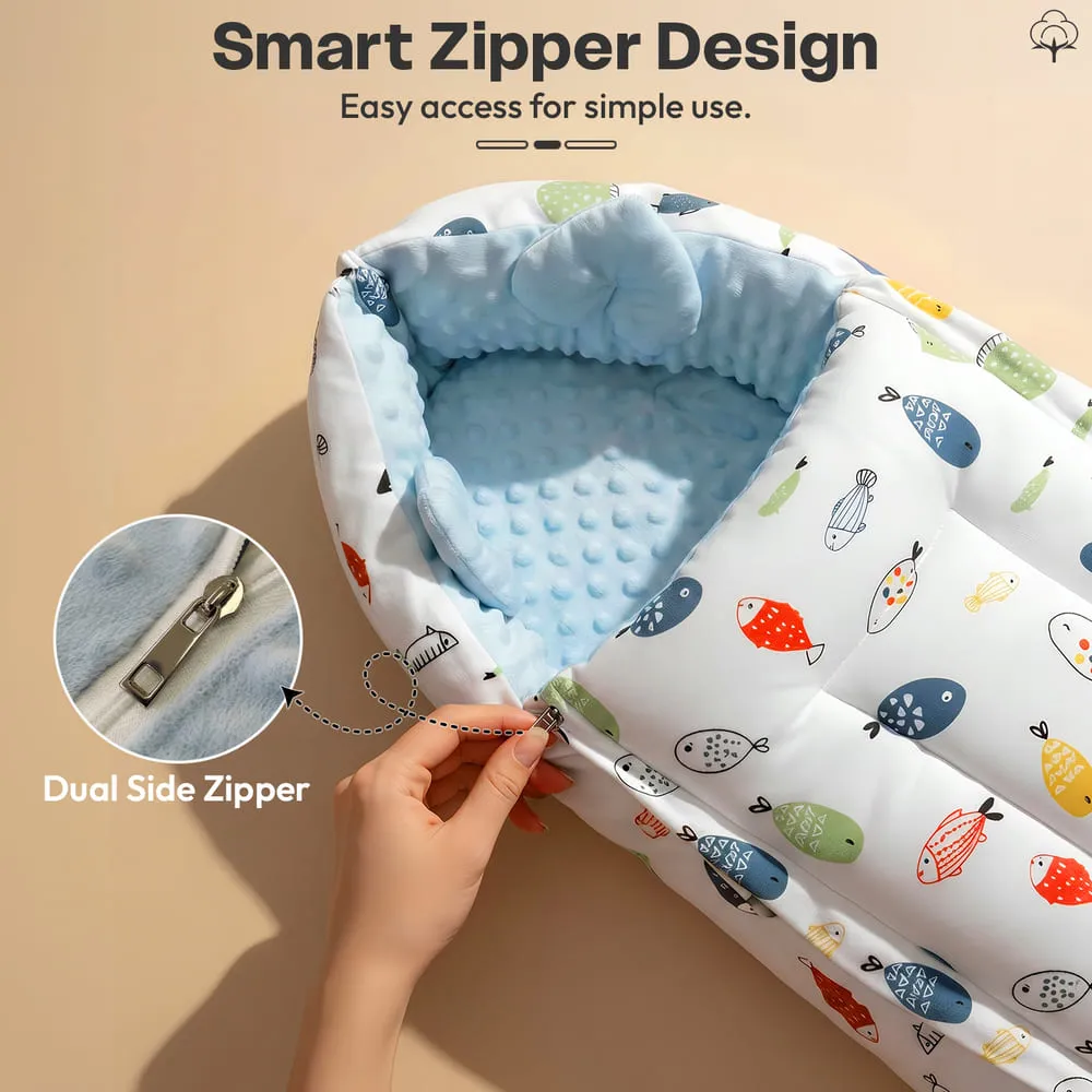 smart zipper blue Color Luxe Sleeping Bag
