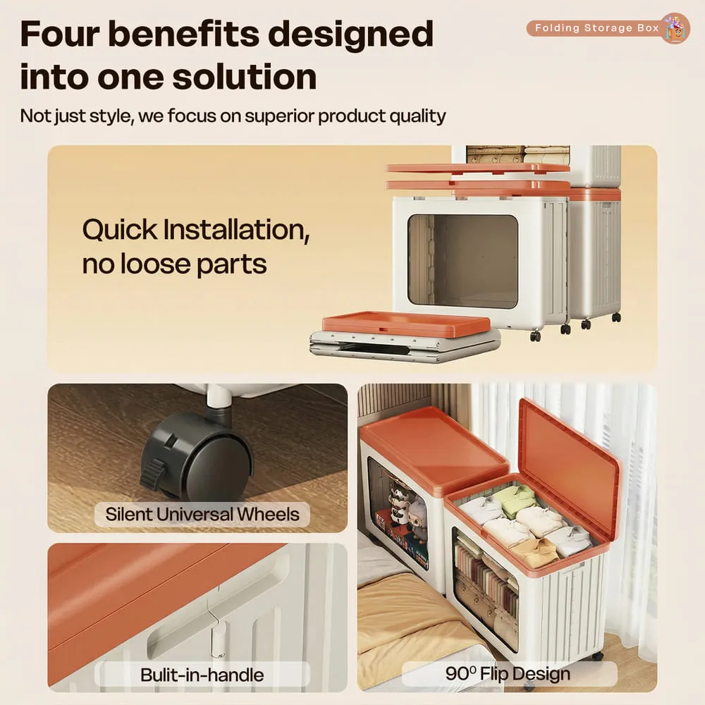 4 in 1 solution Folding toy box and clothing storage box