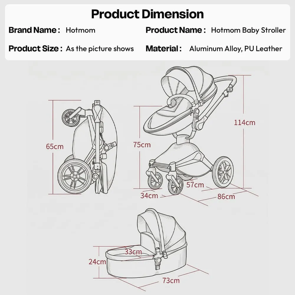 hot mom luxury premium baby stroller dimension