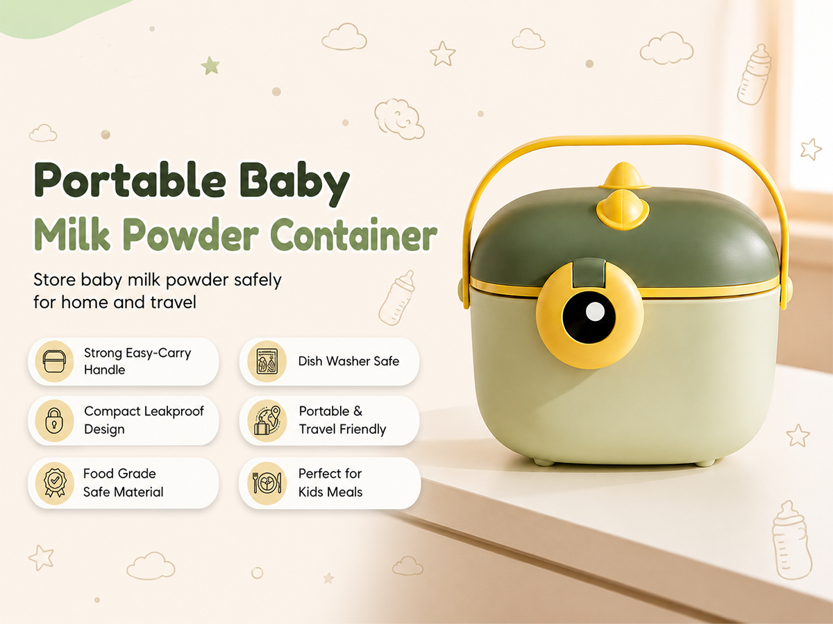 Baby milk powder container green