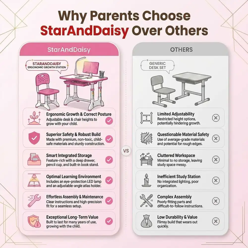 Study Table and Chair Set Pink
