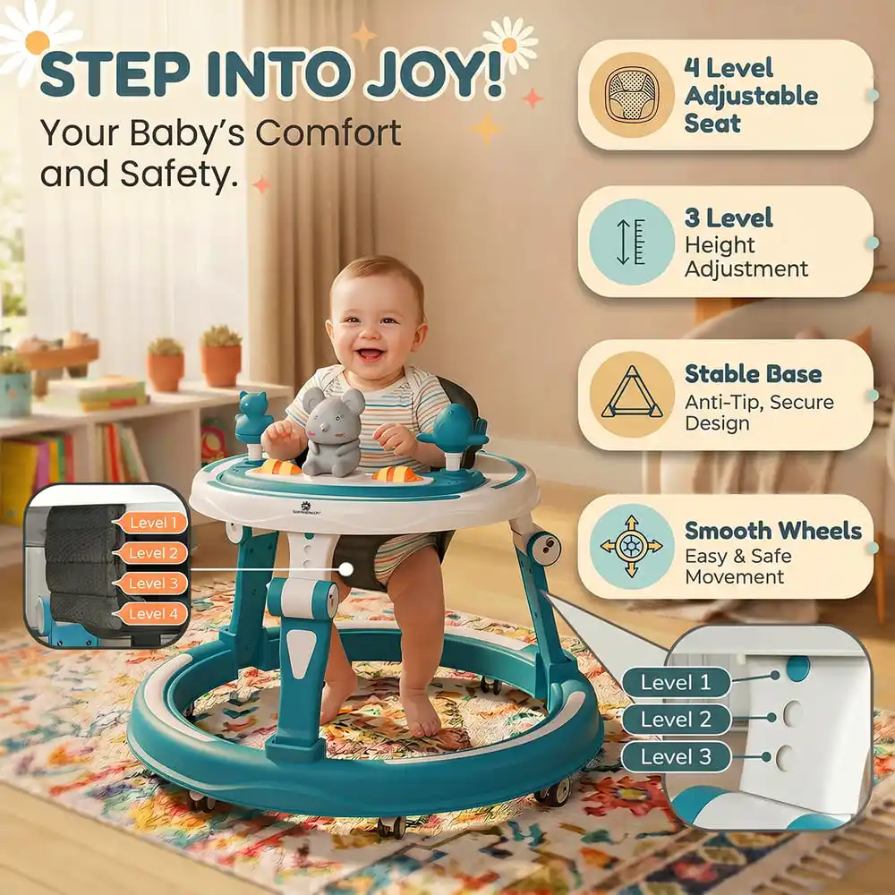 baby walker blue and white
