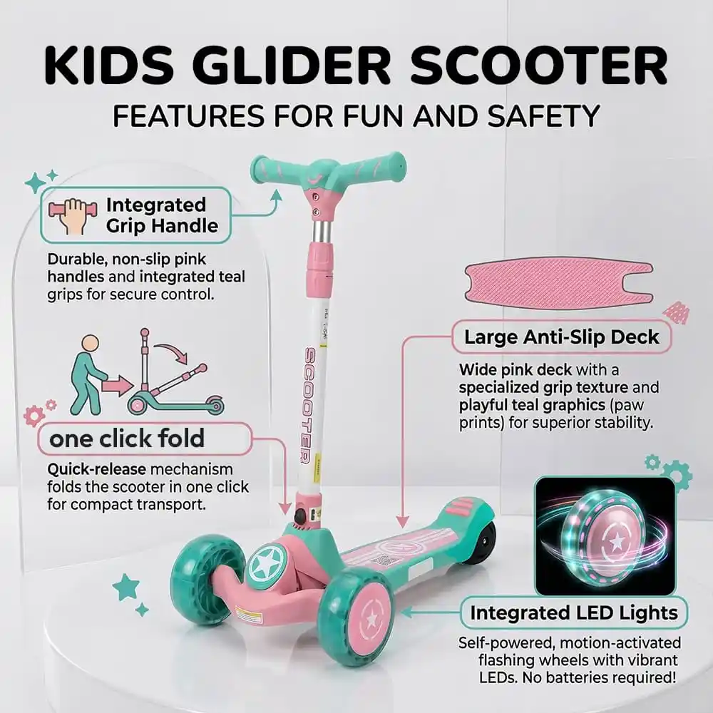 glidee scooter pink-green