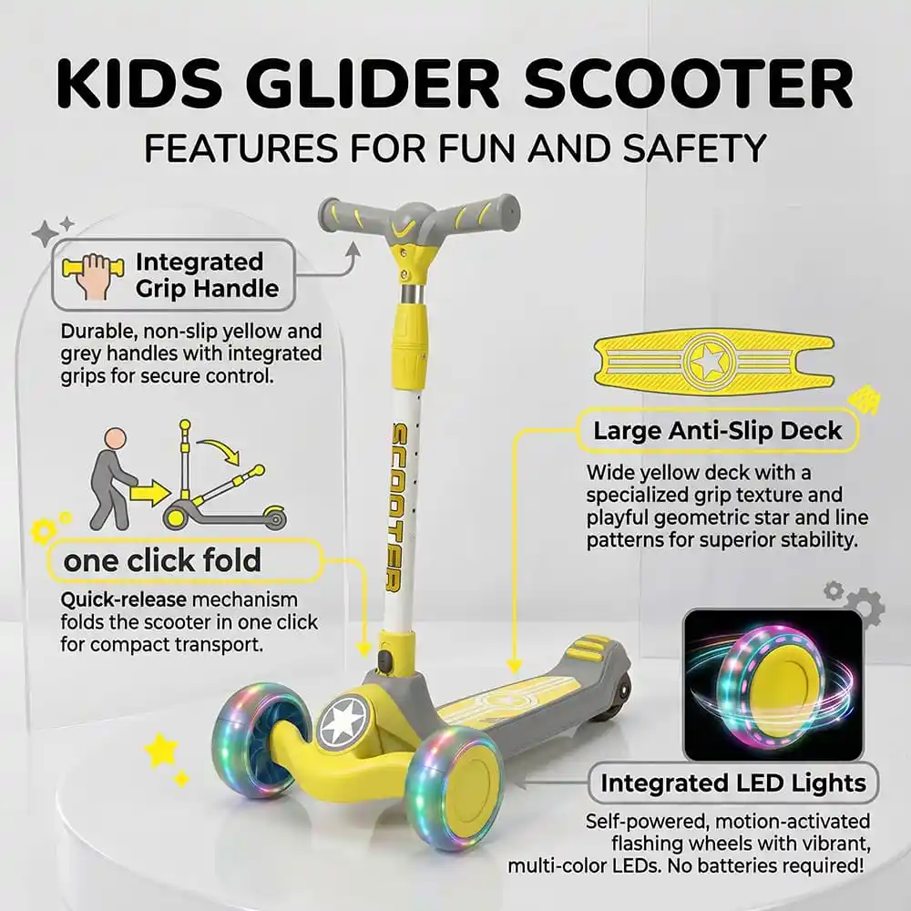glidee scooter yellow-grey