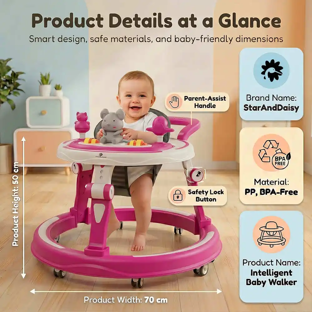 baby walker pink and white