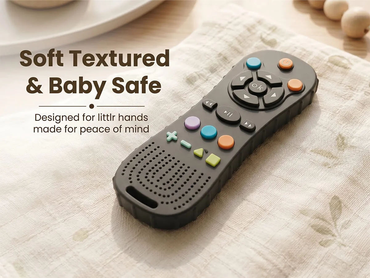 Baby Silicone Remote Teether Toy with Textured Grip